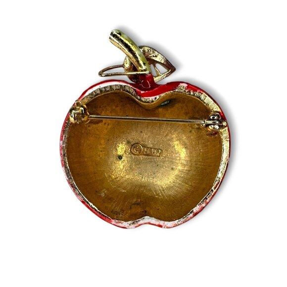 HAR Hargo Creations Red Enamel Apple Pin Mid Century 1.74" x 1.48" - Picture 2 of 11